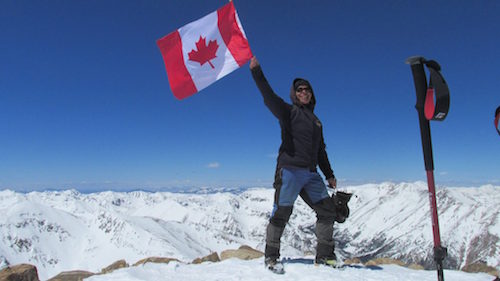 waving the canadian flag