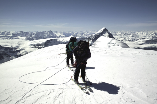 along the summit ridge