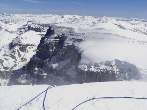 the rope is blown over the edge