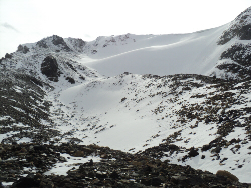 the route goes left of the glacier