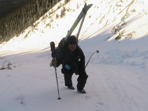 carrying the skis